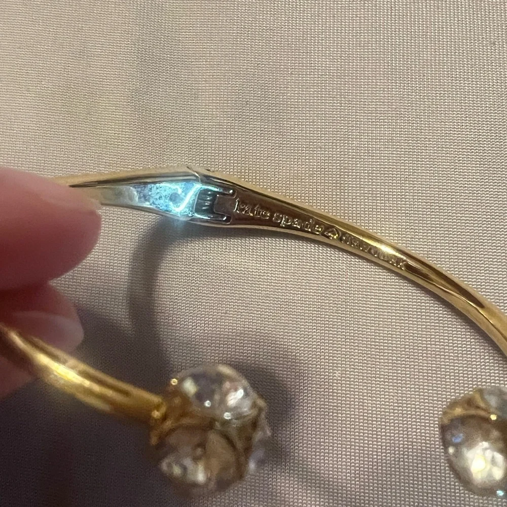 Kate Spade Gold Open Cuff Bracelet with Crystal End Caps - Picture 2 of 2